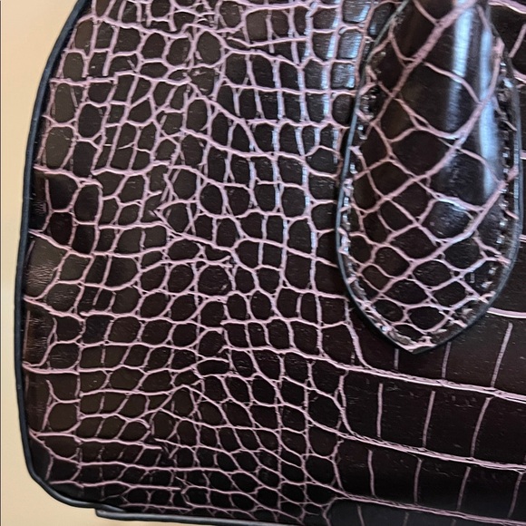 Aldo | Rich Brown Croc-Embossed Shoulder Bag w/ Bag Charm - Picture 9 of 15